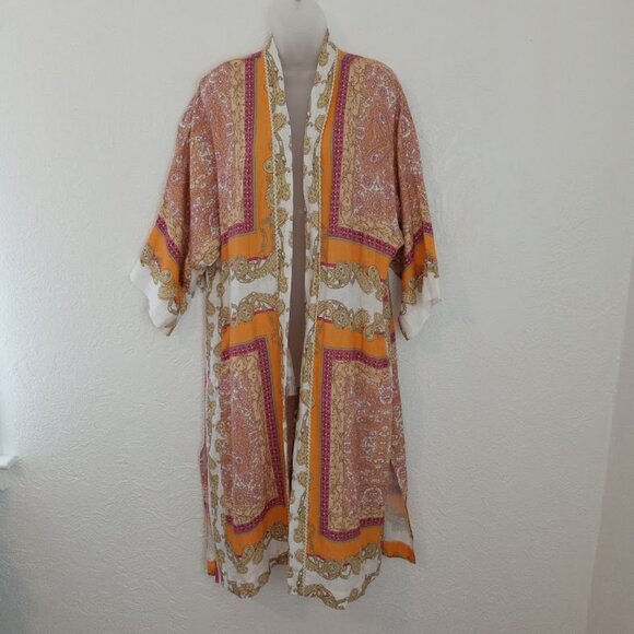 Magaschoni | Kimono Paisley Scarf Print 100% Linen NWT Size Medium - Picture 1 of 11